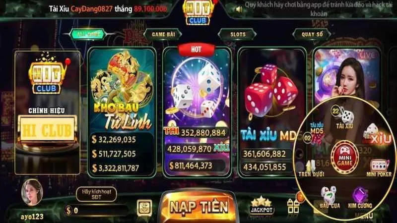 Trải nghiệm kho game đa dạng khi đăng nhập Hit Club